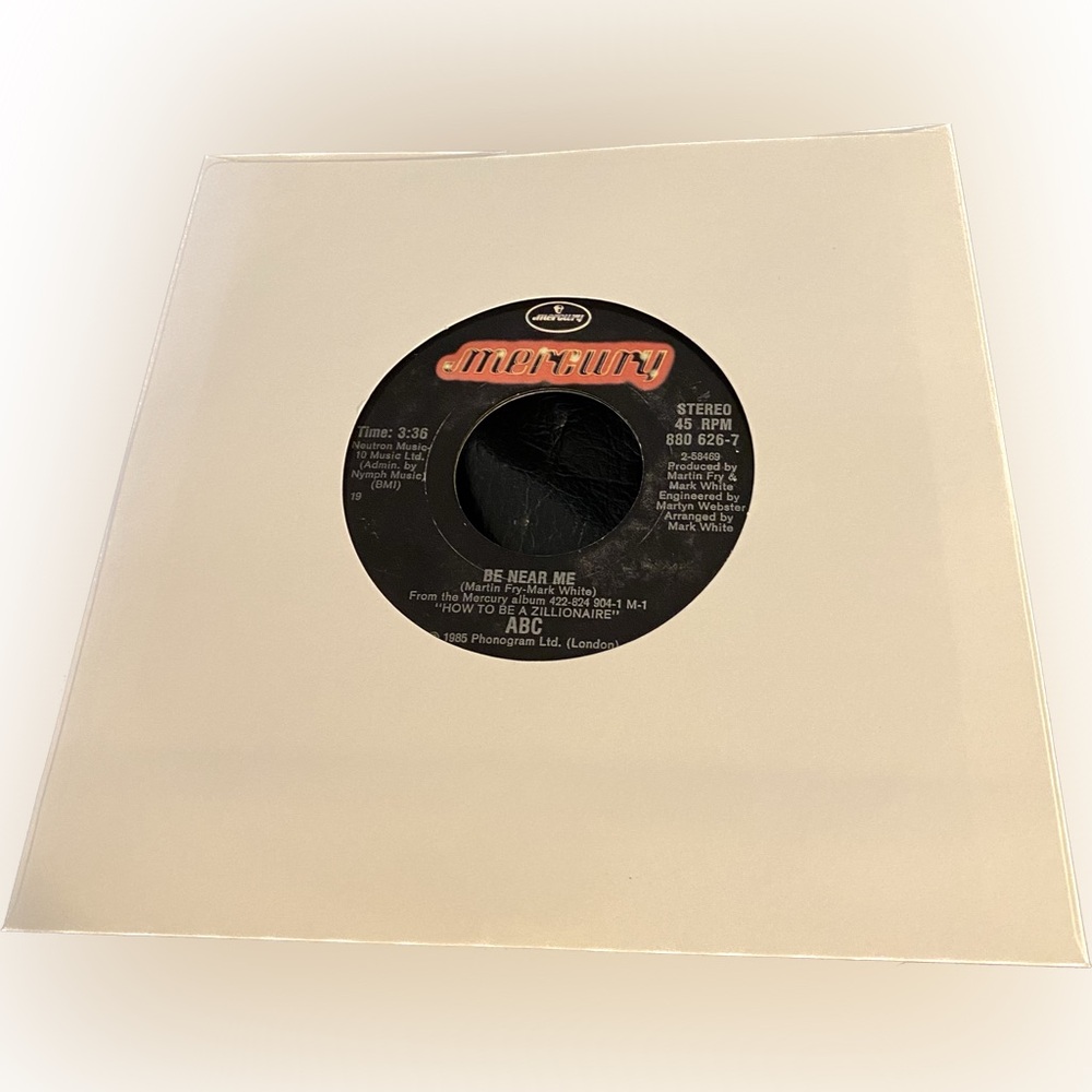 ABC "Be Near Me" 45 RPM Vinyl Record 1985 Mercury Records